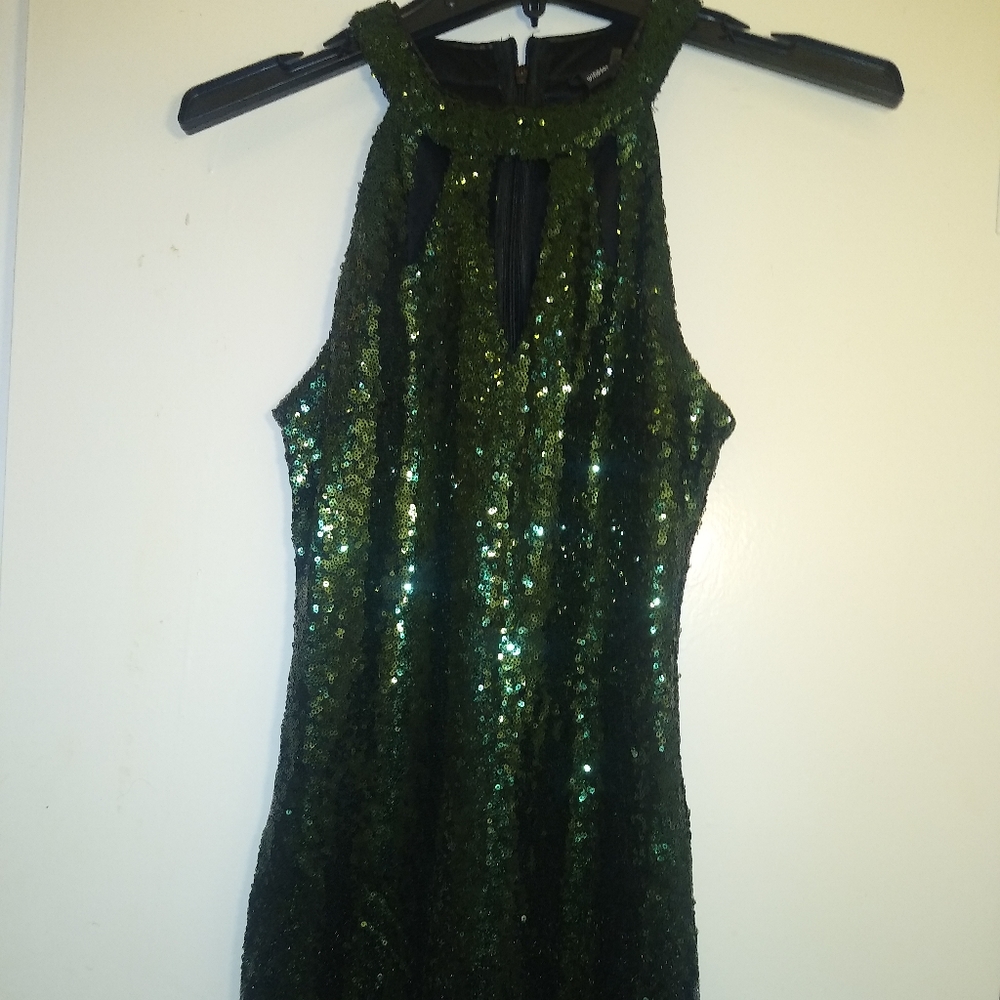 Green sequins dress women's